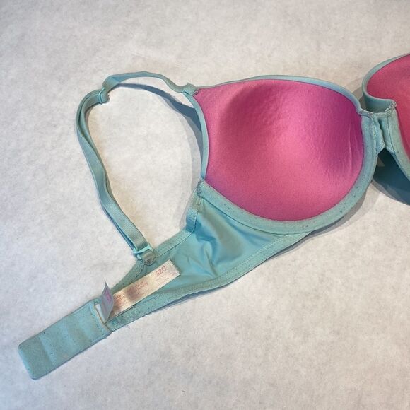 Pink Victoria’s Secret Wear Everywhere Push-Up 32C Multi-Way Straps Blue Pink - Picture 7 of 12